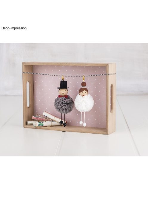 Puha tüllpomponok, vegyes, fehér, ?4cm+?5cm, 8 db