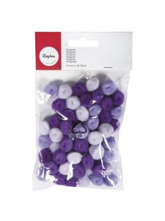 Pomponok, lila árnyalatok, 15 mm, 60 db