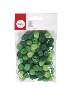Pomponok, zöld árnyalatok, 15 mm, 60 db