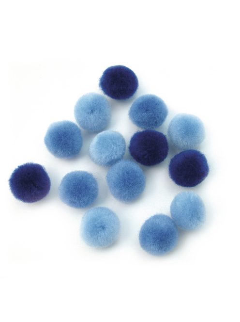 Pomponok, kék árnyalatok, 15 mm, 60 db