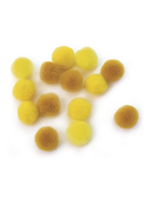 Pomponok, sárga árnyalatok, 15 mm, 60 db
