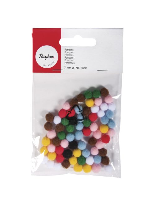 Pomponok, vegyes, 7 mm, csom. 70 db