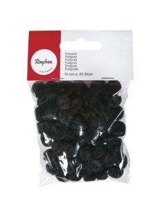 Pomponok, fekete, 10 mm, csom.65 db