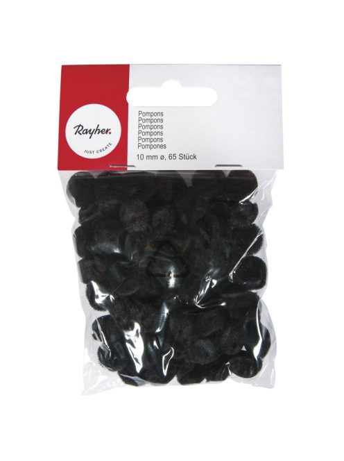 Pomponok, fekete, 10 mm, csom.65 db