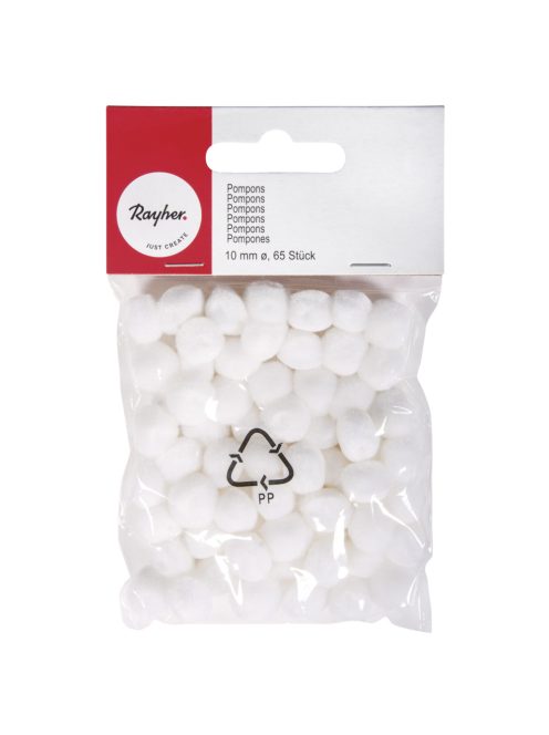 Pomponok, fehér, 10 mm, csom.65 db