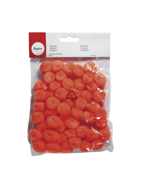 Pomponok, narancssárga,20 mm, csom. 50 db