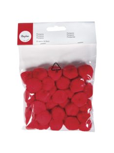 Pomponok, piros, 25 mm, csom.35 db