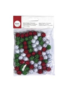 Fémes pomponok, 15 mm, vegyes, csom.75 db