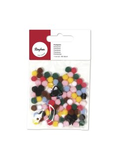 Pomponok, átm. 7 mm, vegyes színben, csom.100 db