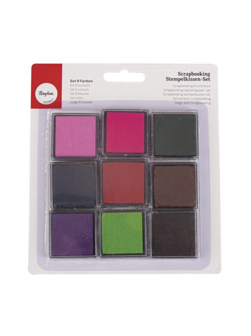 Scrapbooking bélyegzőpárna-készlet, 3,5x3,5 cm, 9 szín