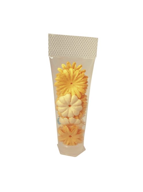 Papírvirágok, sárga árnyalatok, 1,5-2,5 cm, 4-féle, tubus 36 db