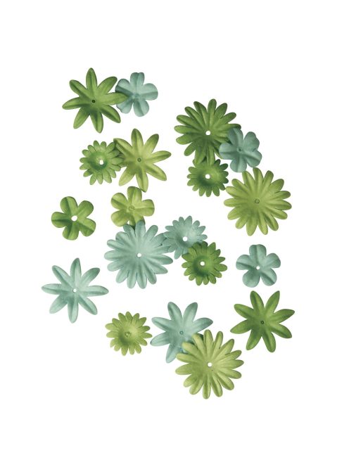 Papírvirágok, zöld,1,5-2,5 cm, 4-féle, tubus 36 db