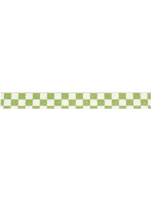 Mintás, visszaszedhető ragasztószalag (Washi Tape), sakktábla, zöld/fehér, 15 mm, 15m