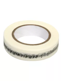   Mintás, visszaszedhető ragasztószalag (Washi Tape), hangjegy, fehér/fekete, 15 mm, 15m