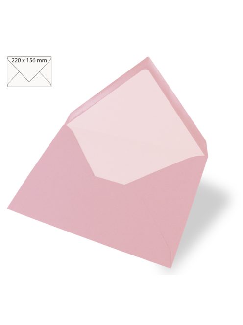 Boríték A5-ös üdvözlőkártyához egyszínű, rózsaszín, 220x156mm, 90g/m2