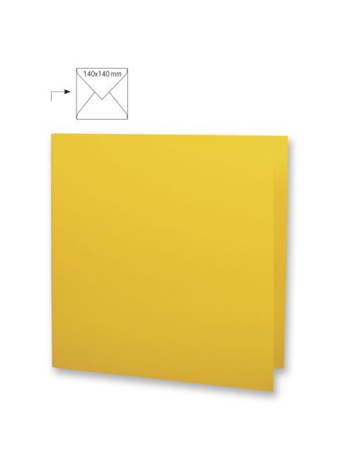 Üdvözlőkártya négyzet alakú,dupla,egyszínű, napsárga, 135x270mm, 220g/m2, 5 db/csomag