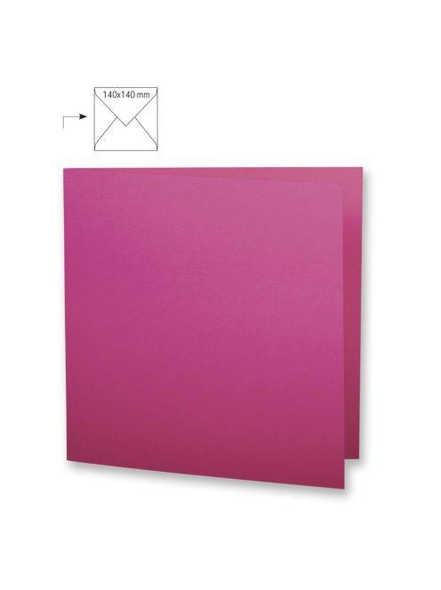 Üdvözlőkártya négyzet alakú,dupla,egyszínű, pink, 135x270mm, 220g/m2, 5 db/csomag
