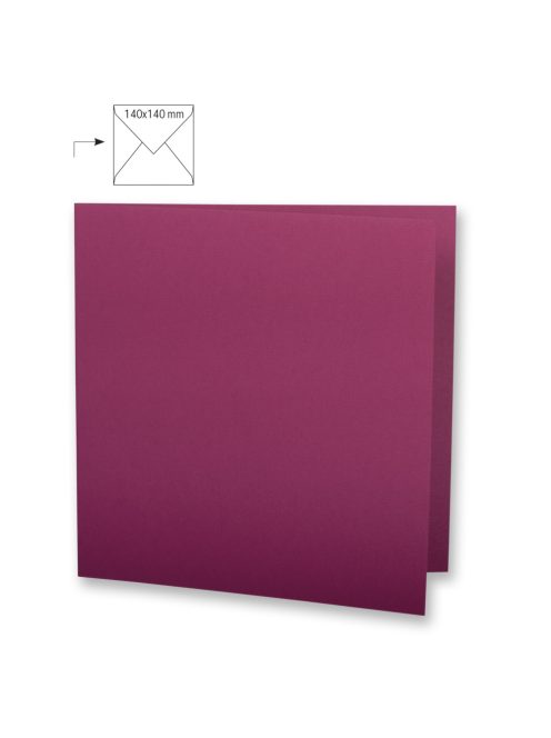 Üdvözlőkártya négyzet alakú,dupla,egyszínű, red magma, 135x270mm, 220g/m2, 5 db/csomag