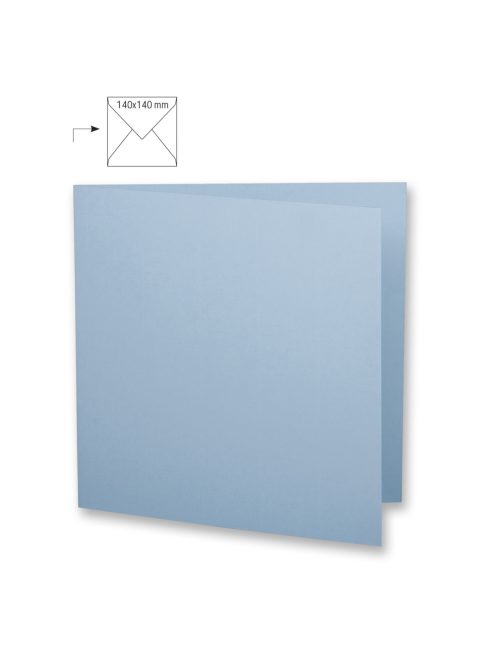 Üdvözlőkártya négyzet alakú,dupla,egyszínű, babakék, 135x270mm, 220g/m2, 5 db/csomag
