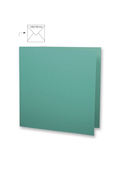 Üdvözlőkártya négyzet alakú,dupla,egyszínű, türkiz, 135x270mm, 220g/m2, 5 db/csomag