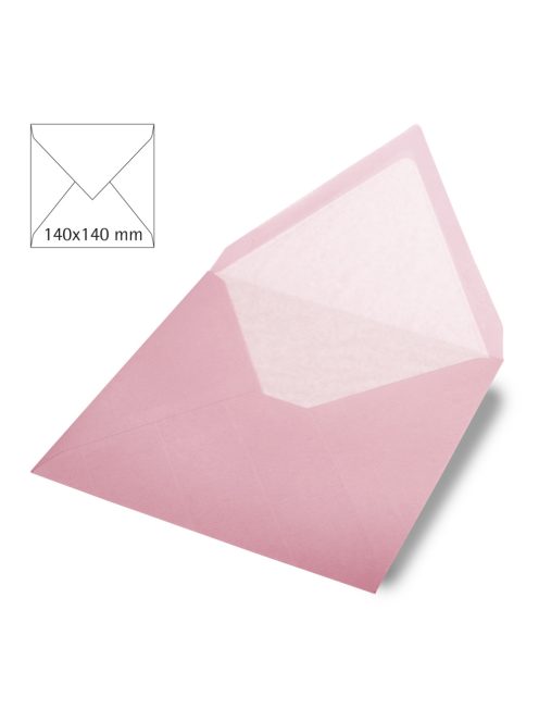 Boríték négyzet alakú, egyszínű, rózsaszín, 140x140mm, 90g/m2, 5 db/csomag