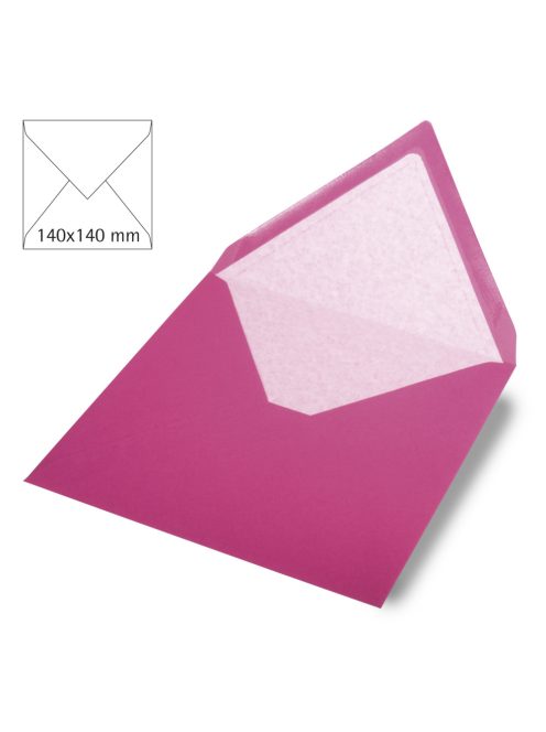 Boríték négyzet alakú, egyszínű, pink, 140x140mm, 90g/m2, 5 db/csomag