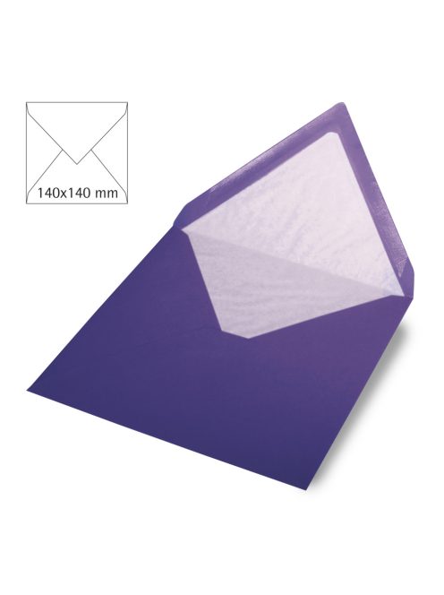 Boríték négyzet alakú, egyszínű, lila, 140x140mm, 90g/m2, 5 db/csomag
