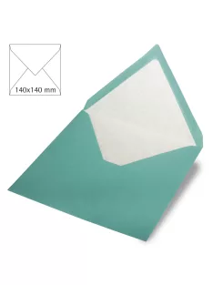   Boríték négyzet alakú, egyszínű, türkiz, 140x140mm, 90g/m2, 5 db/csomag