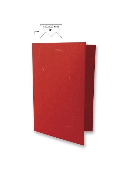 Üdvözlőkártya B6, klasszikus piros, japánselyem, 150g