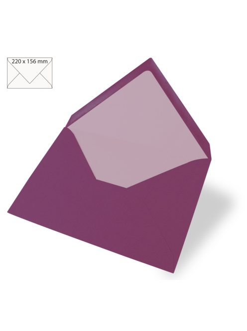 Boríték A5-ös üdvözlőkártyához, egyszínű, purple velvet, 220x156mm, 90g/m2, 5 db/csomag