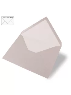   Boríték A5-ös üdvözlőkártyához, egyszínű, szürkésbarna, 220x156mm, 90g/m2, 5 db/csomag