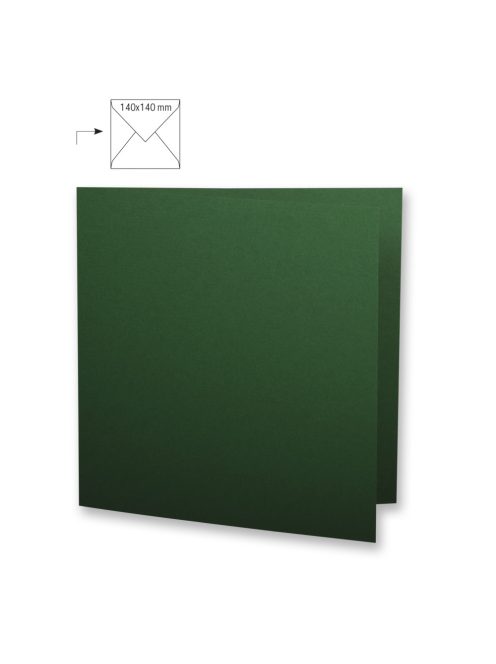 Üdvözlőkártya négyzet alakú,dupla,egyszínű, fenyőzöld, 135x270mm, 220g/m2