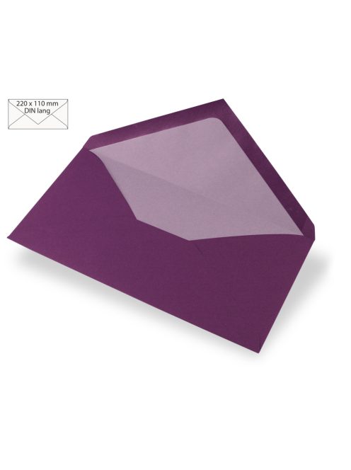Boríték, egyszínű, purple velvet, 220x110mm, 90g/m2