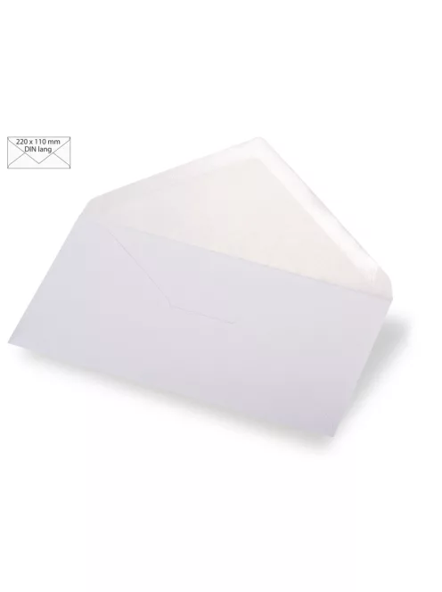 Boríték 220x110 mm, 120g, fehér metallic