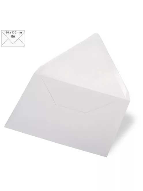 Boríték B6, 180x120 mm, 120g, fehér metallic