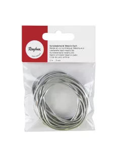 Műbőr szalag metallic lapos, ezüst, 3mm, 2m
