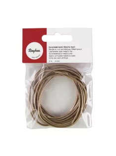   Műbőr szalag metallic lapos, rosearany (rózsaszín-arany), 3mm, 2m