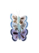 Pillangó tollból, 6 cm, kék árnyalatok, csom. 3 db