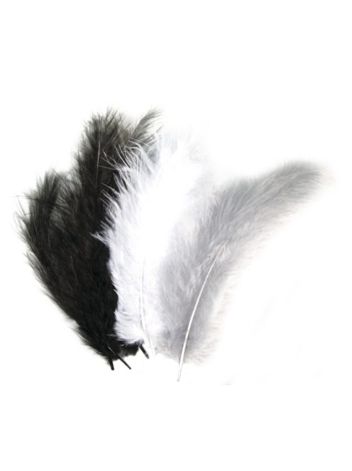 Tollkeverék, fekete/fehér/szürke, 10-15 cm, 15 db