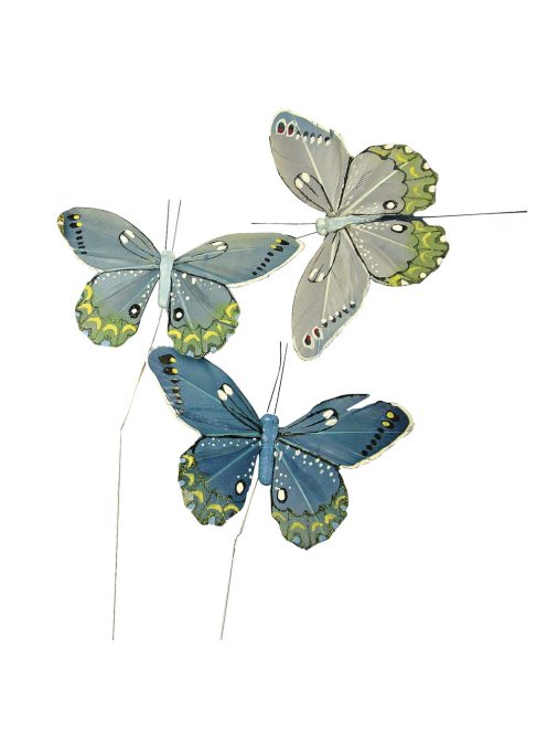 Pillangó, kék árnyalatok, 10 cm, 3 db/csom.