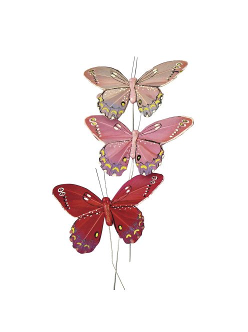 Pillangó, pink árnyalatok, 10 cm, 3 db/csom.