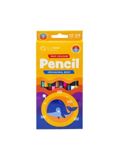   Színes ceruza készlet, kétvégű duocolor 12/24 szín Bluering® 24 klf. szín, Bálnás