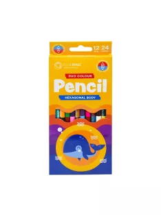   Színes ceruza készlet, kétvégű duocolor 12/24 szín Bluering® 24 klf. szín, 