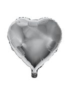 Fóliás luftballon, szív, ezüst, 46x49cm, 1 db
