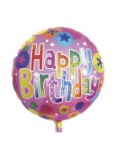 Fóliás luftballon, Happy Birthday, 46cm átm.,1 db