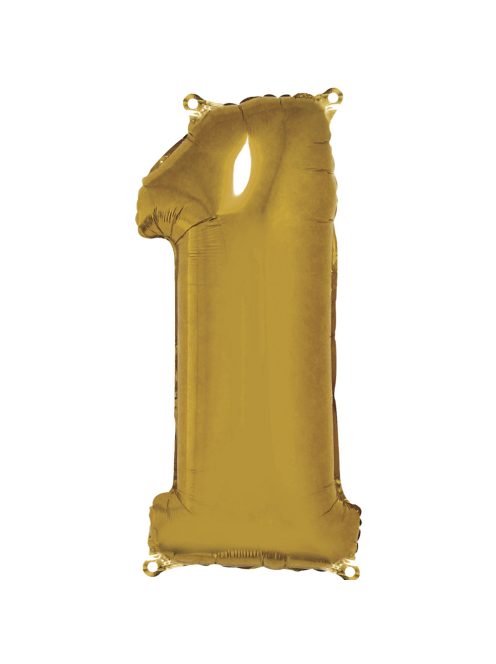 Fóliás luftballon, szám 1, arany, 96cm, 1 db