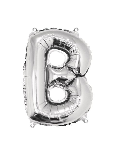 Fóliás luftballon, betű B, ezüst, 40cm, 1 db