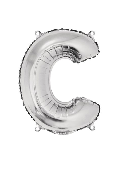Fóliás luftballon, betű C, ezüst, 40cm, 1 db