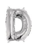 Fóliás luftballon, betű D, ezüst, 40cm, 1 db