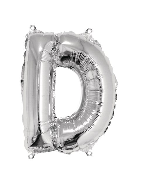 Fóliás luftballon, betű D, ezüst, 40cm, 1 db